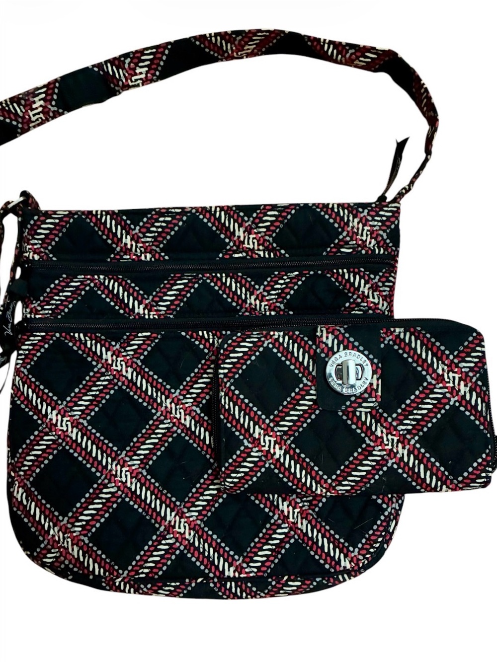 ​Vera Bradley Canterbury Magenta Triple Zip Hipster Crossbody Turnlock Wallet